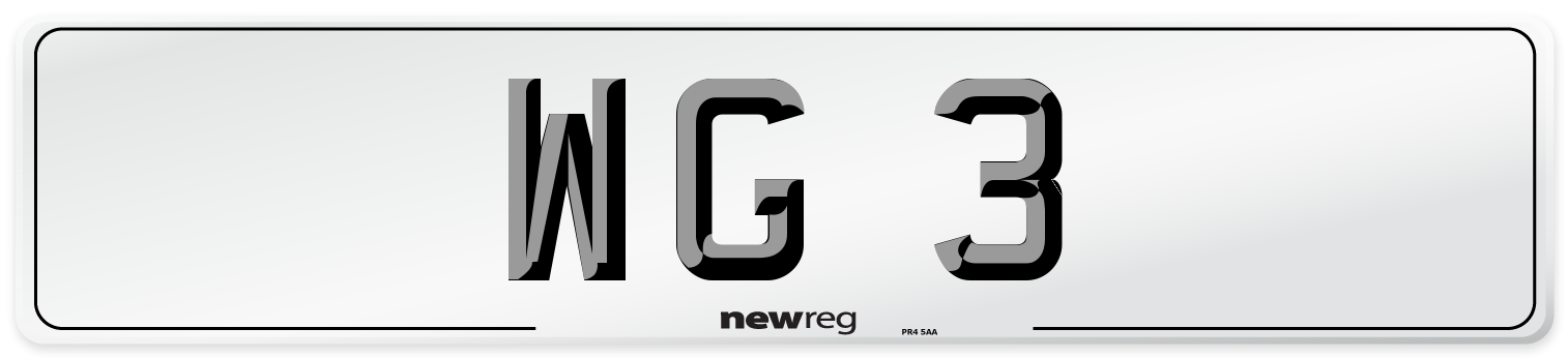 WG 3 Number Plate from New Reg